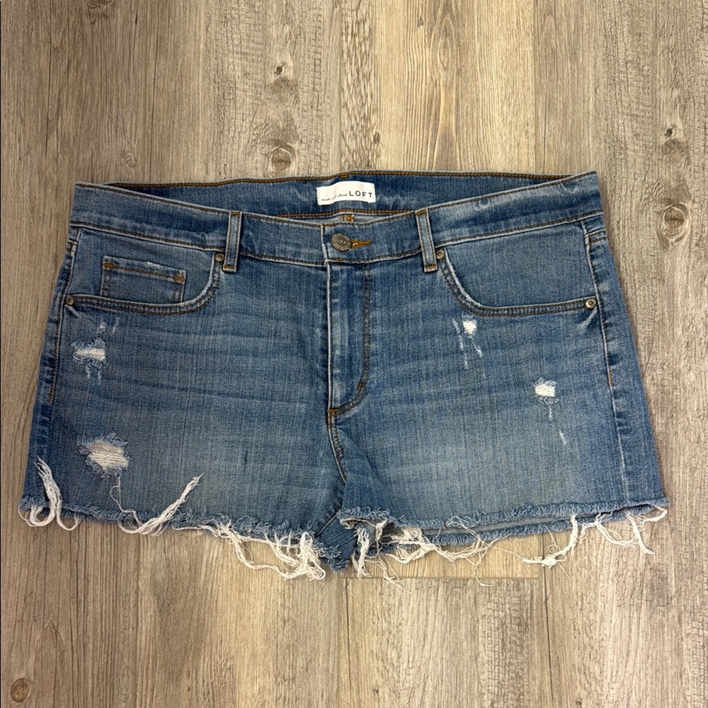 Blue Distressed Cut-Off Jean Shorts